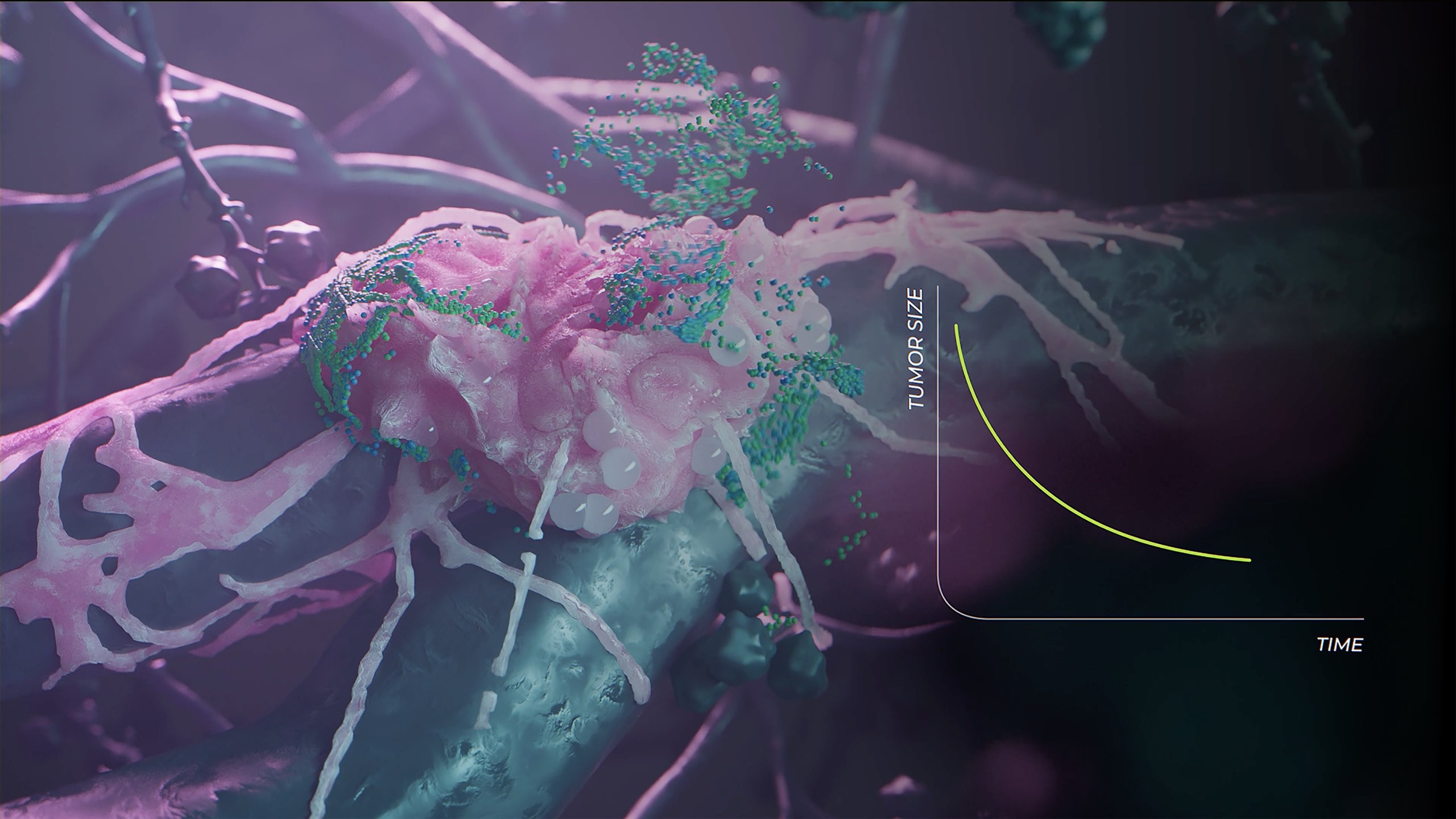 3d animation of Pink malignant tumour in the body with data of effectiveness.jpg